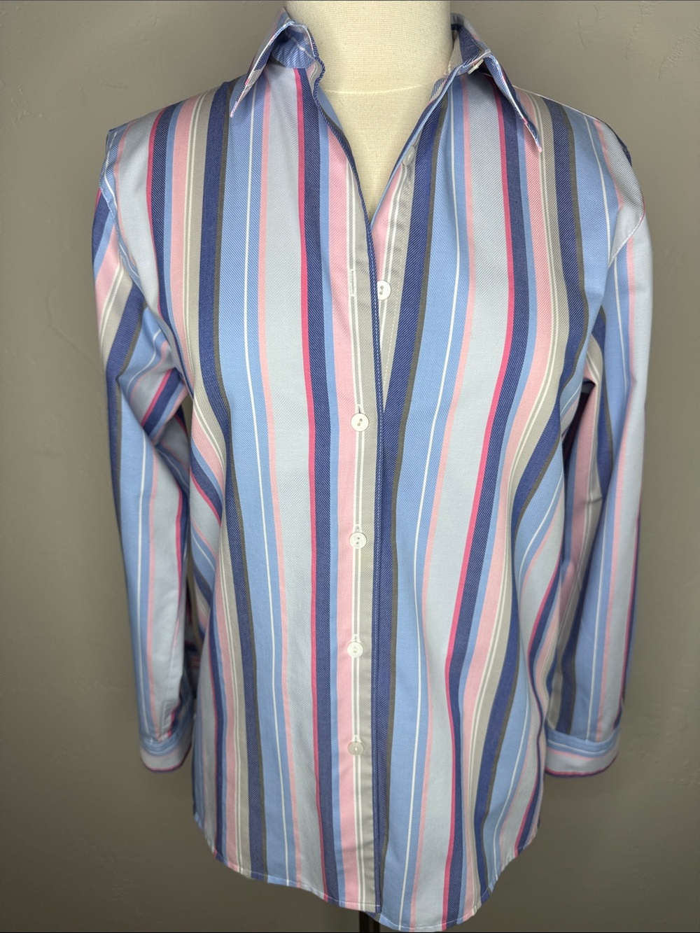 Foxcroft Multicolor Vertical Stripe Women’s Button-Down Shirt